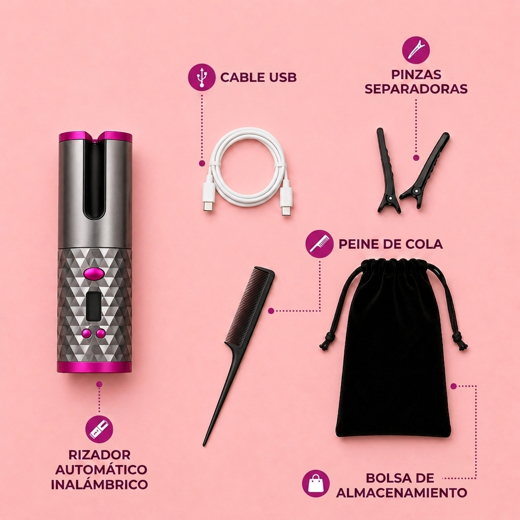 Rizador Automático Inalámbrico – Ondas Perfectas en Segundos